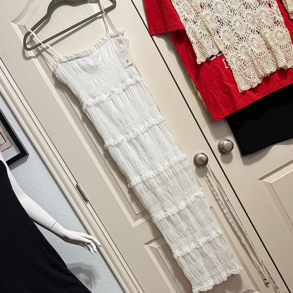 White Ruffle Tiered Maxi Summer Dress Solana Coquette Bridal Coastal Cowgirl - Picture 2 of 5